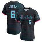 Miami Marlins #6 Otto Lopez Player Black CONTON City Connect Home Limited Elite Stitched Jerseys