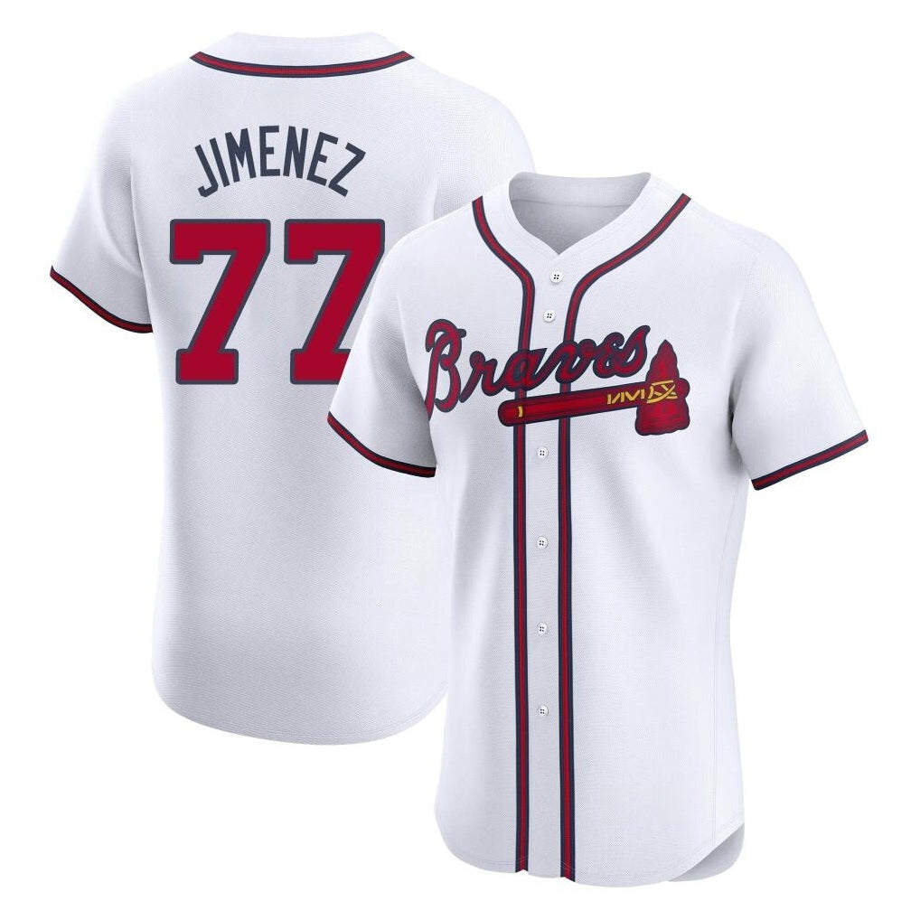 Atlanta Braves #77 Joe Jimenez Player White CONTON Limited Elite Home Game Stitched Jerseys
