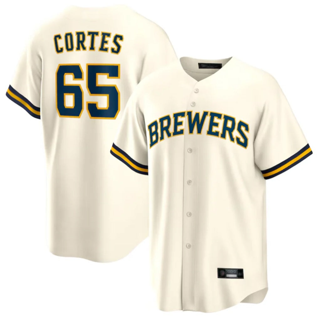 Milwaukee Brewers #65 Nestor Cortes Player Cream CONTON Home Game Stitched Jerseys
