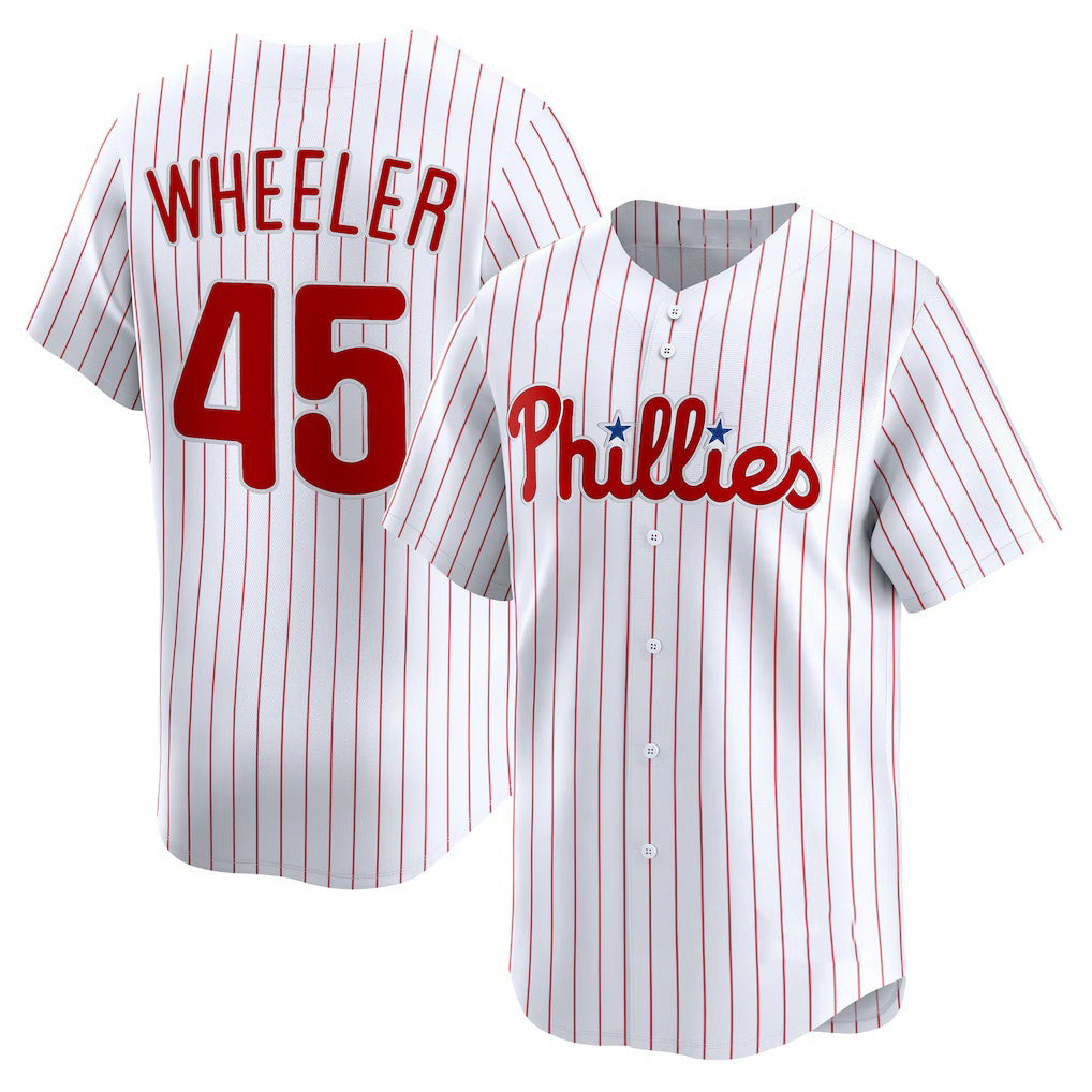 Philadelphia Phillies #45 Zack Wheeler White CONTON Home Limited Player Jersey