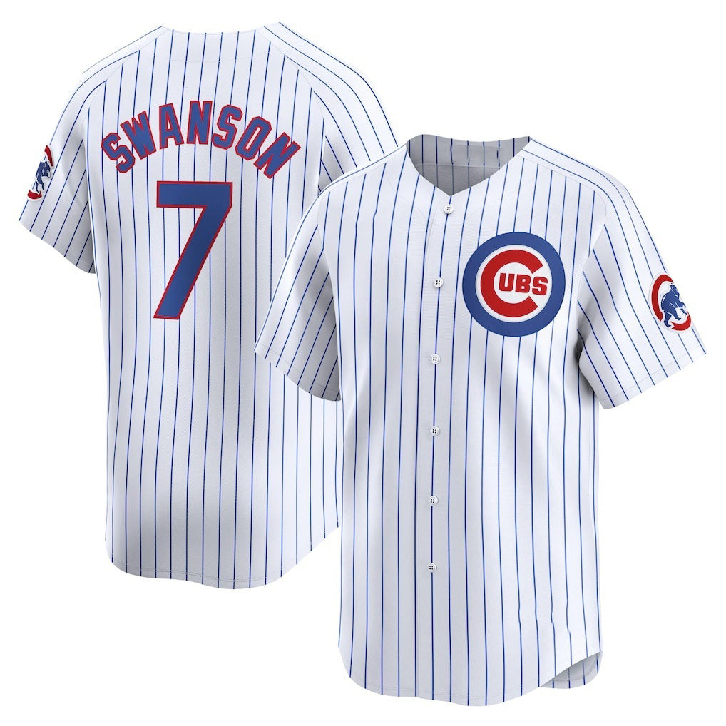 Chicago Cubs #7 Dansby Swanson White CONTON Home Limited Player Jersey