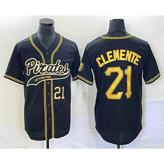 ittsburgh Pirates #21 Roberto Clemente Number Black CONTON Cool Base Stitched Jersey