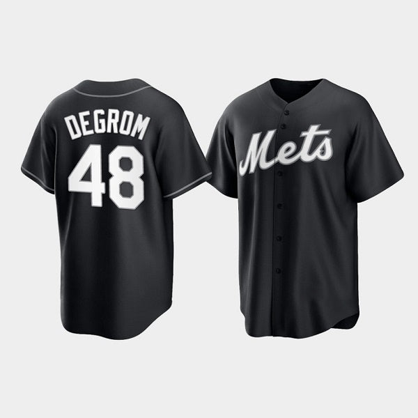 New York Mets #48 Jacob deGrom Black CONTON Cool Base Stitched Jersey