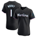 Miami Marlins #1 Connor Norby Player Black CONTON Vapor Home Limited Elite Stitched Jerseys