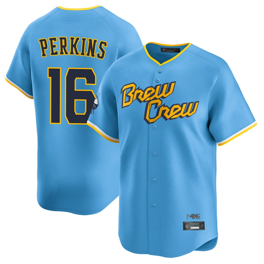 Milwaukee Brewers #16 Blake Perkins Player Light Blue CONTON City Connect Home Limited Stitched Jerseys