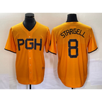 Pittsburgh Pirates #8 Willie Stargell Gold CONTON 2023 City Connect Stitched Jersey