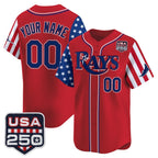 Custom Tampa Bay Rays America 250 Edition Vapor Premier Limited Red CONTON Stitched Jerseys