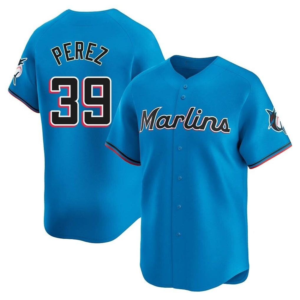 Miami Marlins #39 Eury Perez Player Blue CONTON Home Limited Stitched Jerseys