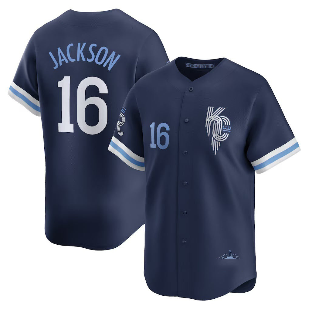 Kansas City Royals #16 Bo Jackson Navy CONTON City Connect Retired Player Jersey