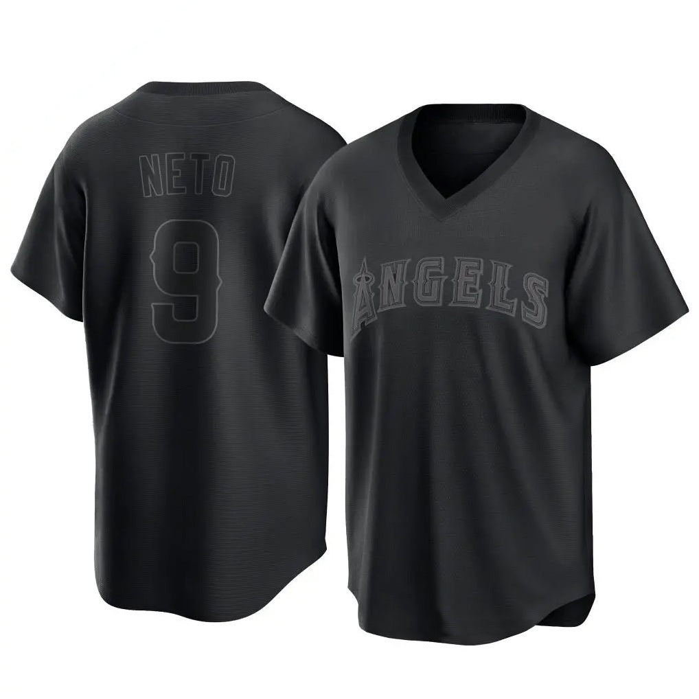 Los Angeles Angels #9 Zach Neto Player Black CONTON Pitch Fashion T-shirt Stitched Jerseys