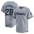 Miami Marlins #28 Kyle Stowers Player Gray CONTON Home Limited Stitched Jerseys