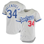 Los Angeles Dodgers #34 Fernando Valenzuela Player Gray CONTON Throwback 1981 Stitched Jerseys