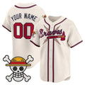 Custom Atlanta Braves x One Piece Cream CONTON Vapor Premier Limited Jersey - Stitched