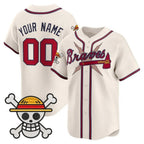 Custom Atlanta Braves x One Piece Cream CONTON Vapor Premier Limited Jersey - Stitched