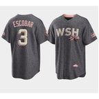 Washington Nationals #3 Alcides Escobar 2022 Grey CONTON City Connect Cherry Blossom Cool Base Stitched Jersey