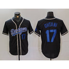 Los Angeles Dodgers #17 Shohei Ohtani Number Black CONTON Cool Base With Patch Stitched Jerseys