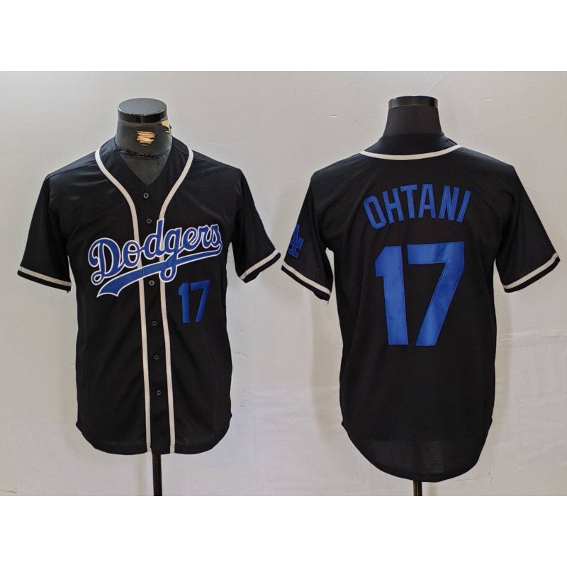 Los Angeles Dodgers #17 Shohei Ohtani Number Black CONTON Cool Base With Patch Stitched Jerseys