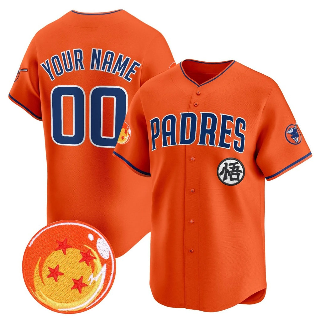 Custom San Diego Padres x Dragon Ball Orange CONTON Vapor Premier Limited Jersey - All Stitched