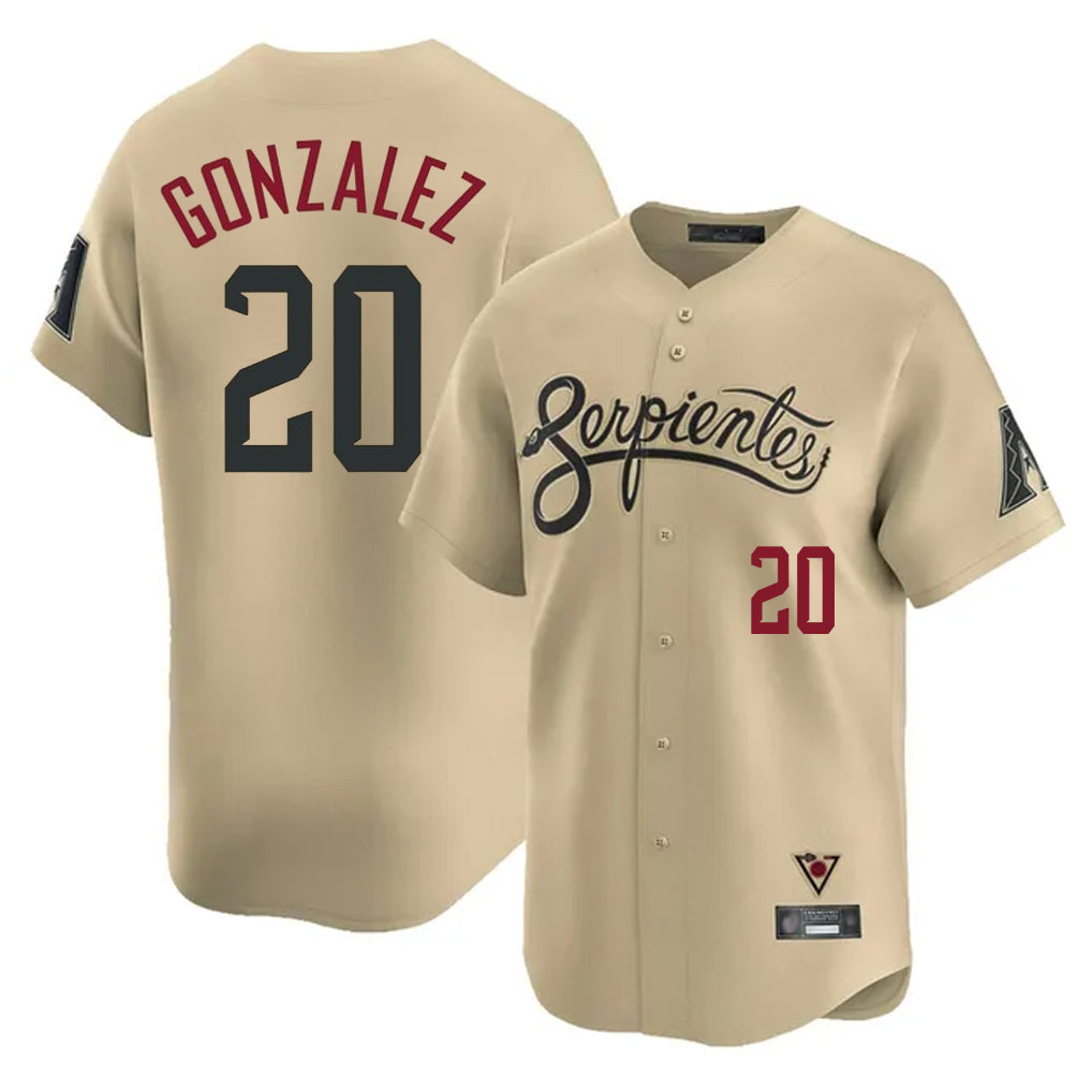 Arizona Diamondbacks #20 Luis Gonzalez Player Tan CONTON City Connect Limited Home Game Stitched Jerseys