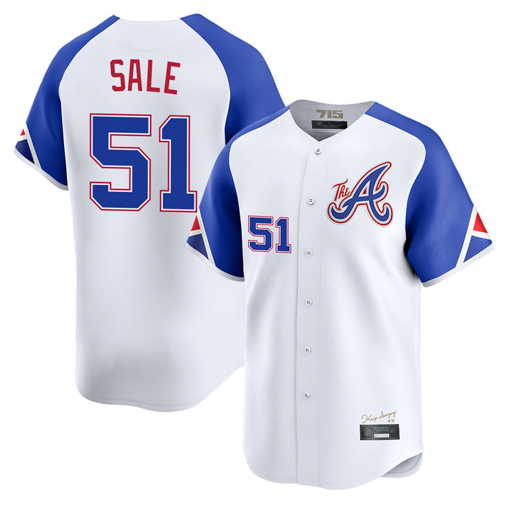 Atlanta Braves #51 Chris Sale Player White CONTON City Connect Limited Home Game Stitched Jerseys
