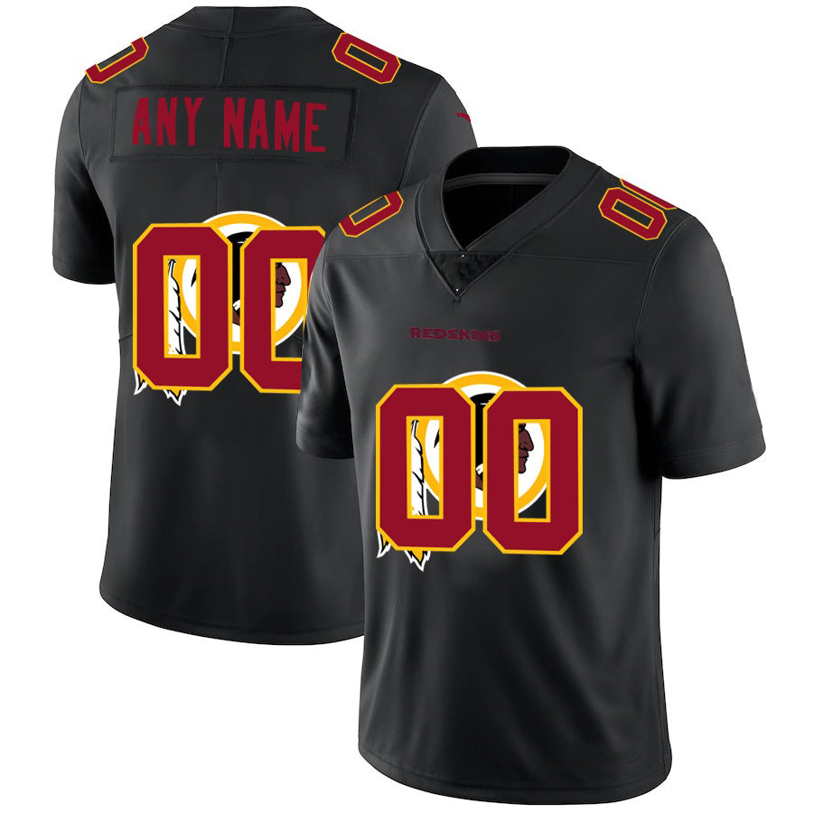 Custom W.Redskins Black CONTON Team Logo Dual Overlap Limited Jersey