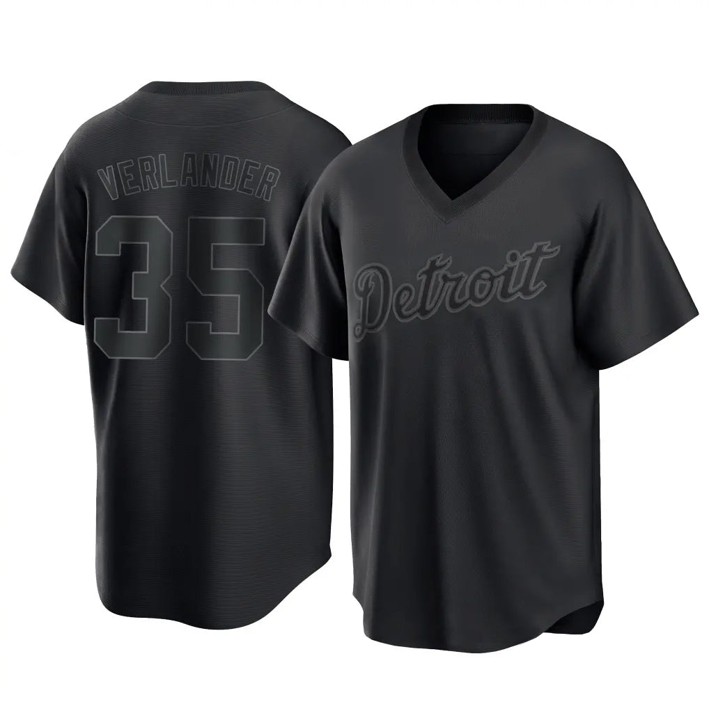 Detroit Tigers #35 Justin Verlander Player Black CONTON T-shirt Home Game Stitched Jerseys