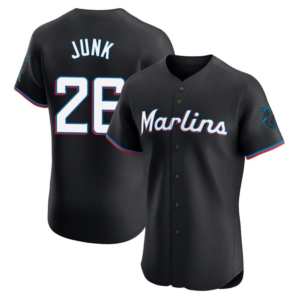 Miami Marlins #26 Janson Junk Player Black CONTON Vapor Home Limited Elite Stitched Jerseys