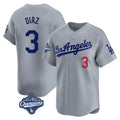 Los Angeles Dodgers #3 Edwin D¨ªaz Player Gray CONTON World Series Meet Limited Home Stitched Jerseys