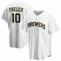 Milwaukee Brewers #10 Sal Frelick Player White CONTON Home Game Stitched Jerseys