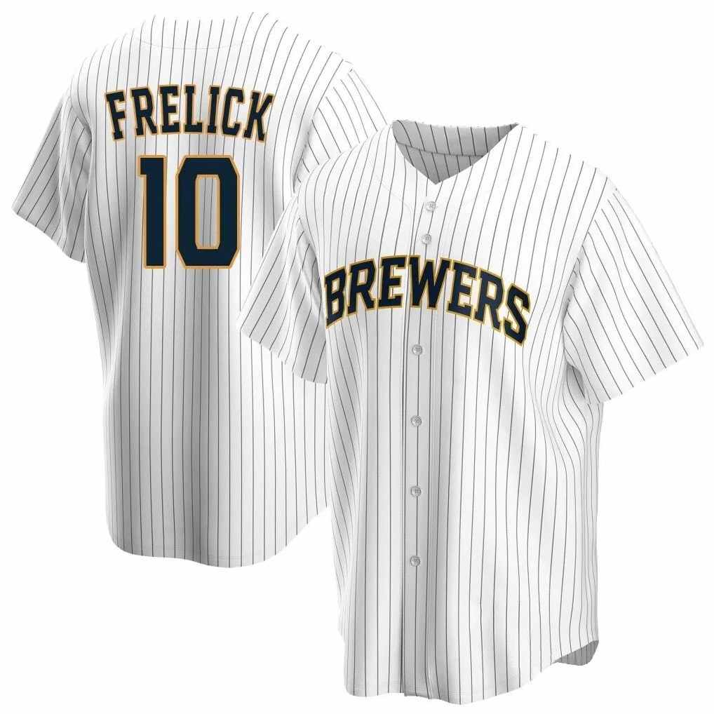 Milwaukee Brewers #10 Sal Frelick Player White CONTON Home Game Stitched Jerseys