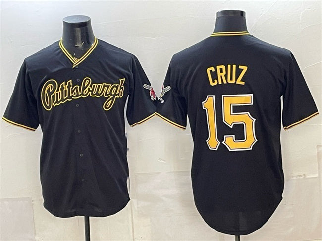 Pittsburgh Pirates #15 Oneil Cruz Black CONTON Limited Stitched Jersey