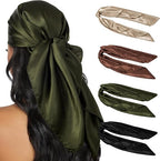 4PCS Head Scarf for Women 35” Silk Feel Hair Scarf | Satin Neck Scarfs, Square Bandana Hair Wraps, Head Scarves for Sleeping, Travel, Hair Protection, Daily Wear