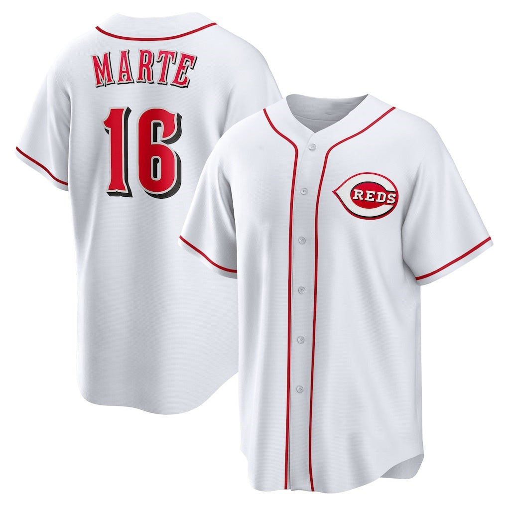 Cincinnati Reds #16 Noelvi Marte White CONTON Home Replica Jersey