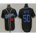 Los Angeles Dodgers #50 Mookie Betts Number Black CONTON Cool Base With Patch Stitched Jersey 2