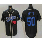 Los Angeles Dodgers #50 Mookie Betts Number Black CONTON Cool Base With Patch Stitched Jersey 2