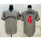Minnesota Twins #4 Carlos Correa 2023 Grey CONTON Home Team Cool Base Stitched Jersey