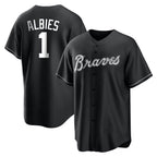 Atlanta Braves #1 Ozzie Albies Player Black CONTON Home Game Stitched Jerseys
