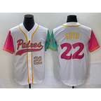 San Diego Padres #22 Juan Soto Number White CONTON NEW 2023 City Connect Cool Base Stitched Jersey