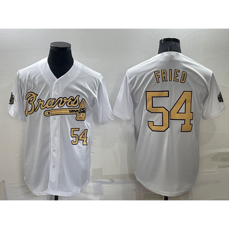 Atlanta Braves #54 Max Fried Number White CONTON 2022 All Star Stitched Cool Base Jersey