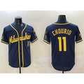Milwaukee Brewers #11 Jackson Chourio Navy CONTON With Home Patch Limited Stitched Jersey