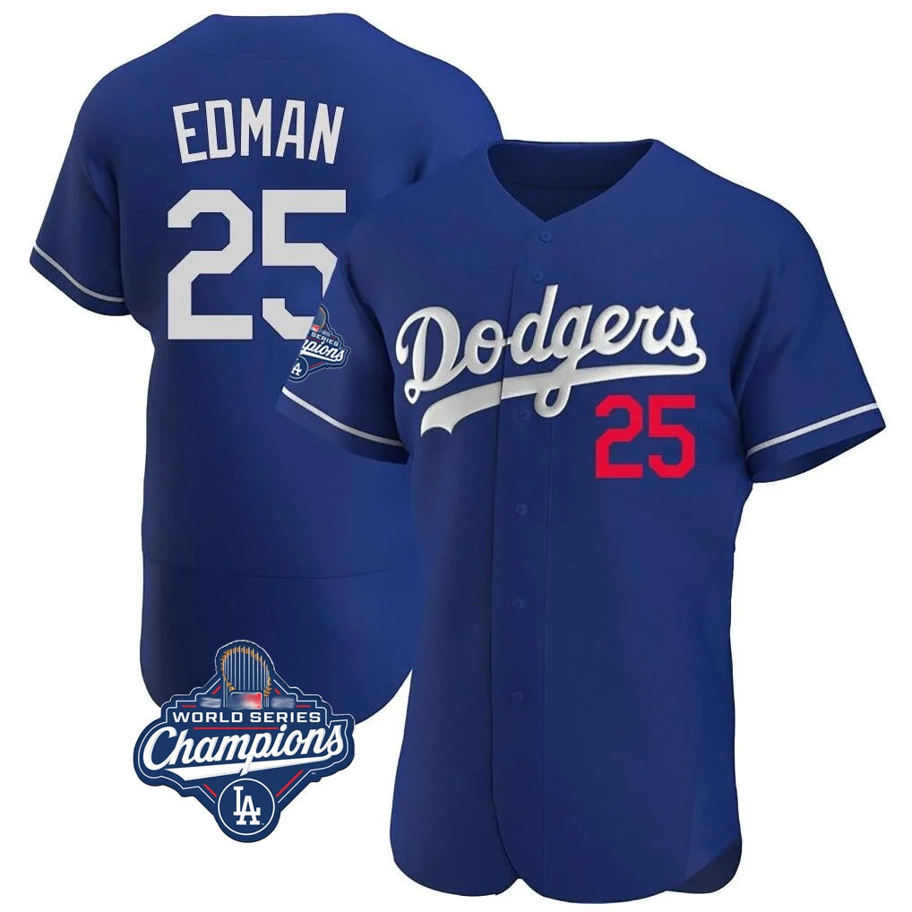 Los Angeles Dodgers #25 Tommy Edman Player Royal CONTON World Series Meet Limited Elite Home Stitched Jerseys