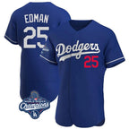 Los Angeles Dodgers #25 Tommy Edman Player Royal CONTON World Series Meet Limited Elite Home Stitched Jerseys