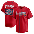 Atlanta Braves #99 Spencer Strider Red CONTON Alternate Limited Player Jersey