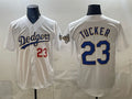 Los Angeles Dodgers #23 Kyle Tucker White CONTON 2026 Gold Collection Stadium Stitched Jersey