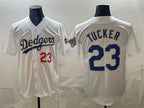 Los Angeles Dodgers #23 Kyle Tucker White CONTON 2026 Gold Collection Stadium Stitched Jersey