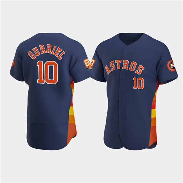 Houston Astros #10 Yuli Gurriel Navy CONTON 60th Anniversary Flex Base Stitched Jersey