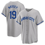 Kansas City Royals #19 Michael Massey Player Gray CONTON Game Home Stitched Jerseys