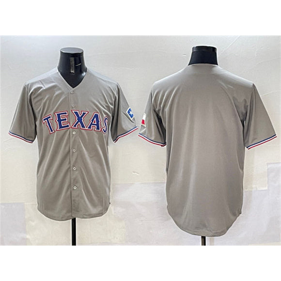 Texas Rangers Blank Gray CONTON With Patch Cool Base Stitched Jersey