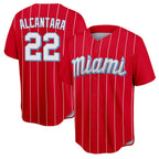 Miami Marlins #22 Sandy Alcantara Player Red CONTON City Connect Home Game Stitched Jerseys