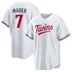Minnesota Twins #7 Joe Mauer White CONTON Home Retired Player Replica Jersey